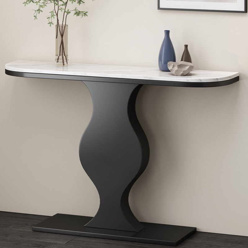 12 Inch Wide Glam Accent Table Half Moon Metal Console Table