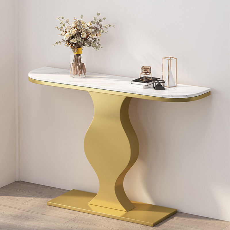12 Inch Wide Glam Accent Table Half Moon Metal Console Table