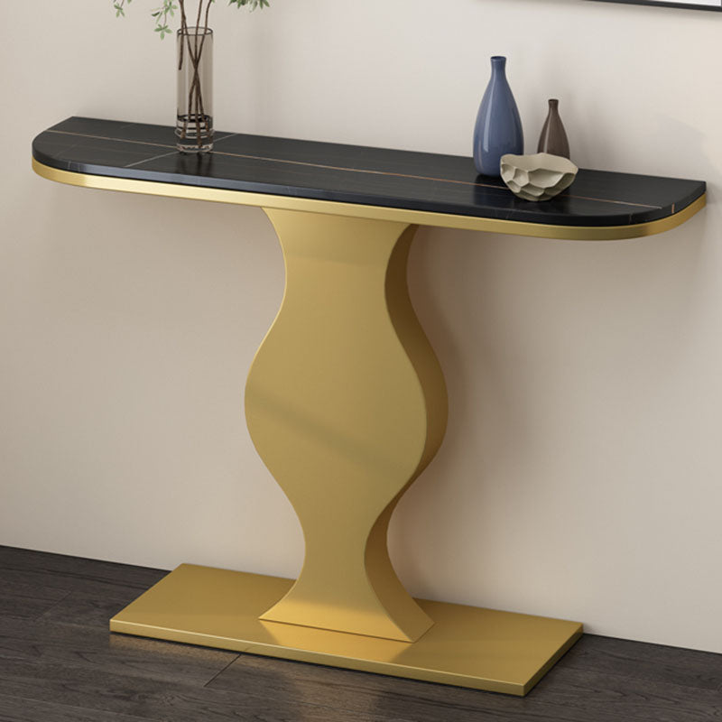 12 Inch Wide Glam Accent Table Half Moon Metal Console Table