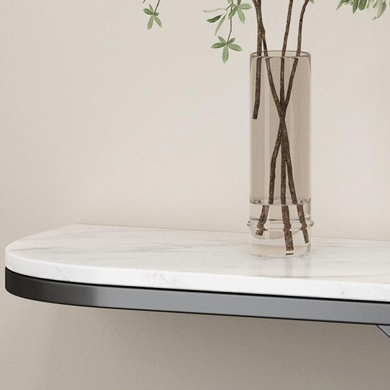 12 Inch Wide Glam Accent Table Half Moon Metal Console Table