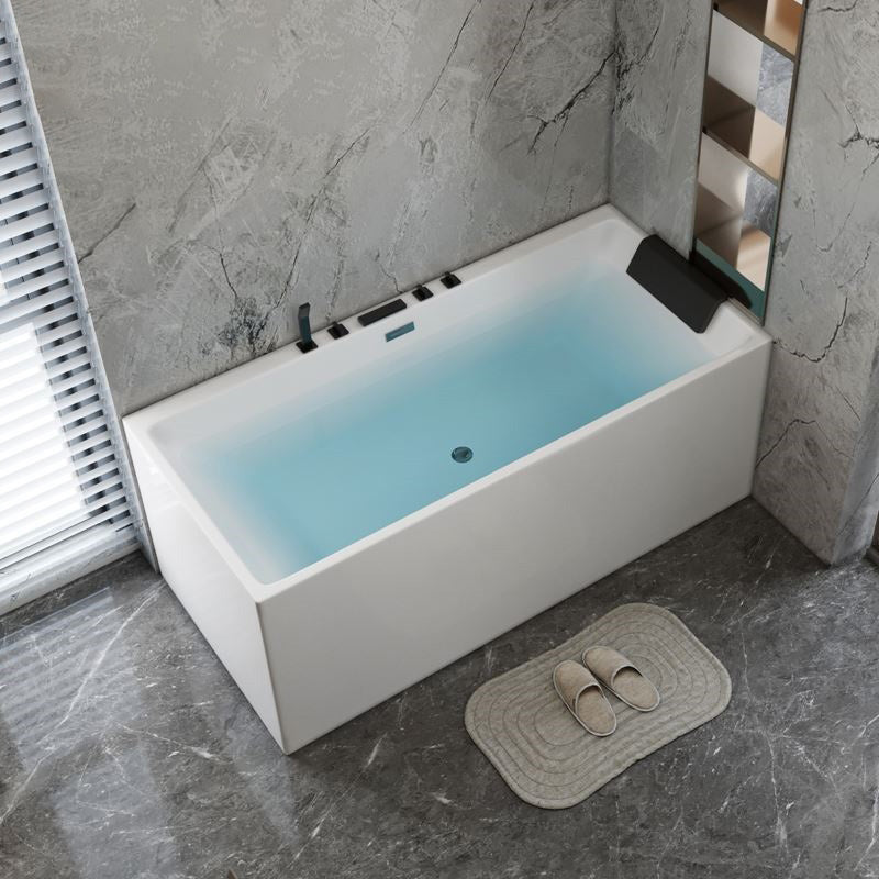 Modern Freestanding Rectangular Bath Acrylic White Soaking Bathtub