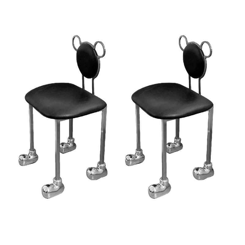 Upholstered Armless Chair Modern Style Dining Chair with Chrome Base