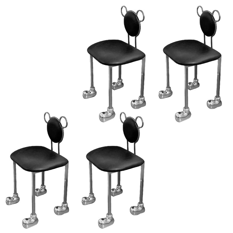 Upholstered Armless Chair Modern Style Dining Chair with Chrome Base