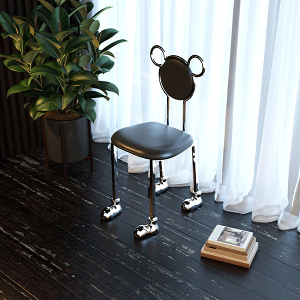 Upholstered Armless Chair Modern Style Dining Chair with Chrome Base