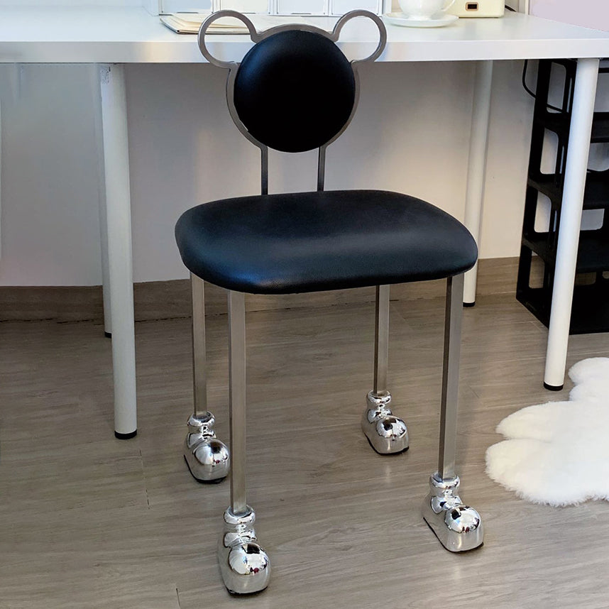 Upholstered Armless Chair Modern Style Dining Chair with Chrome Base