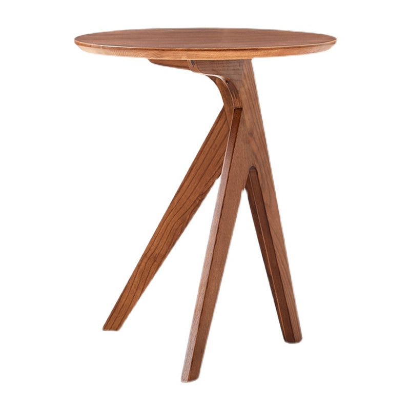 19" Wide Contemporary Corner Table Round Solid Wood Side End Table