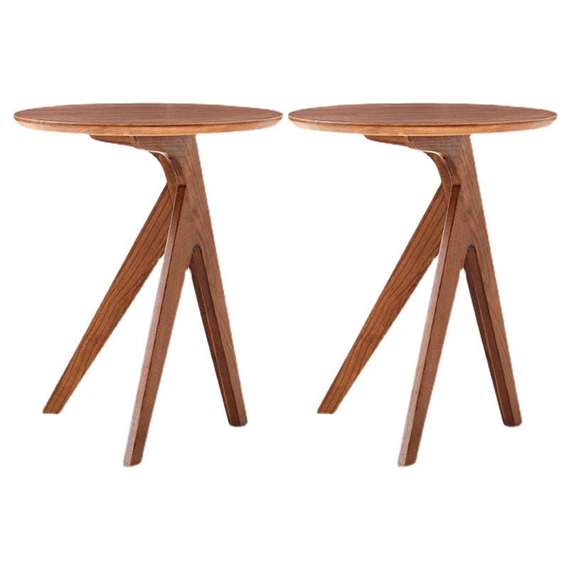 19" Wide Contemporary Corner Table Round Solid Wood Side End Table