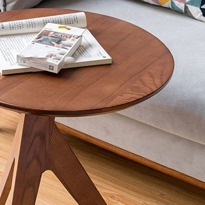 19" Wide Contemporary Corner Table Round Solid Wood Side End Table