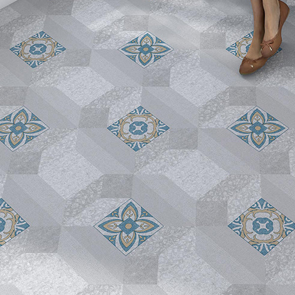 Rectangle Plastic Floor Water Resistant Fabric Look Floor Tiles
