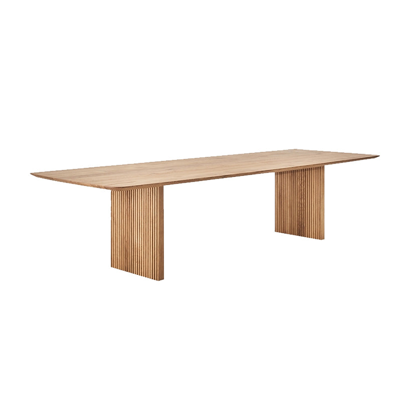 Matte Finish Dining Table with Double Pedestal Pine Wood Dinette Table for Kitchen