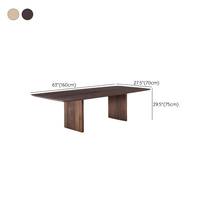 Matte Finish Dining Table with Double Pedestal Pine Wood Dinette Table for Kitchen