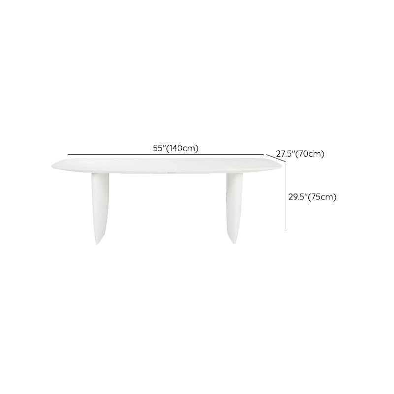 Rectangle White Indoor Dining Table Modern Dinette Table with Double Pedestal