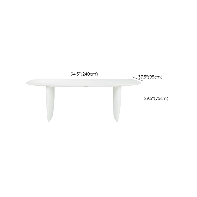 Rectangle White Indoor Dining Table Modern Dinette Table with Double Pedestal