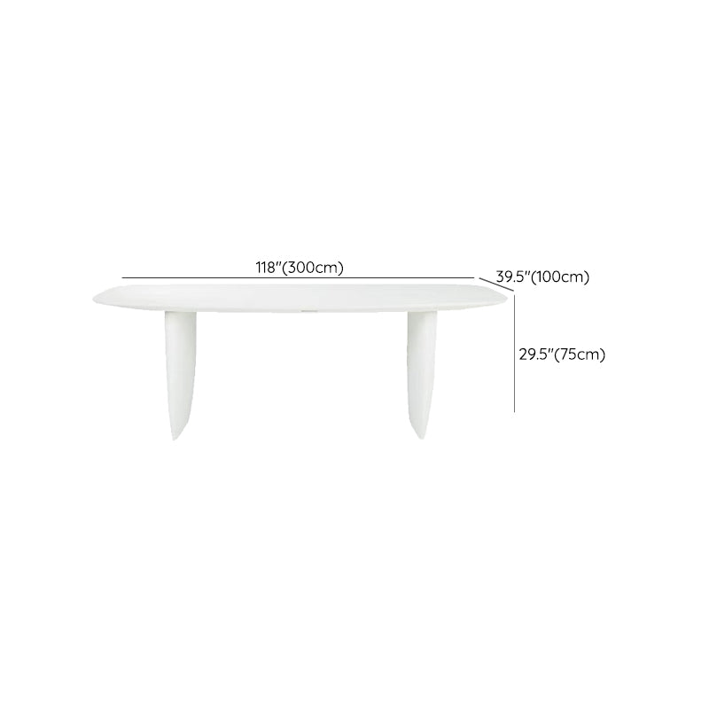 Rectangle White Indoor Dining Table Modern Dinette Table with Double Pedestal