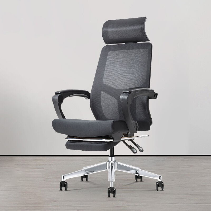 Modern Swivel Office Chair Padded Arms Mesh Back with Headrest Chair
