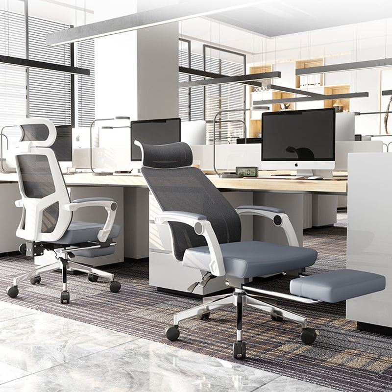 Modern Swivel Office Chair Padded Arms Mesh Back with Headrest Chair