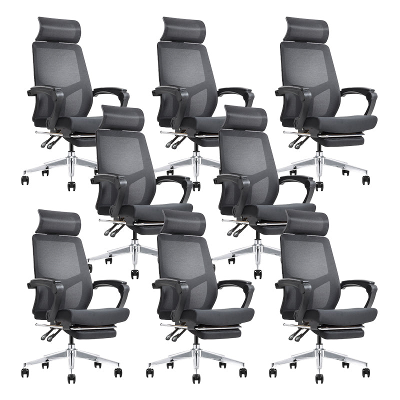 Modern Swivel Office Chair Padded Arms Mesh Back with Headrest Chair