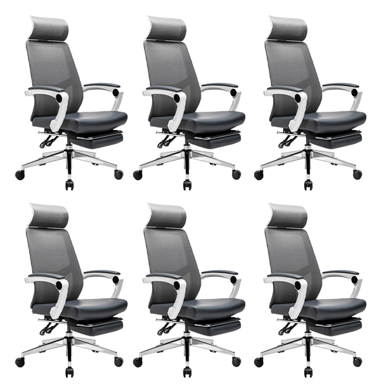 Modern Swivel Office Chair Padded Arms Mesh Back with Headrest Chair