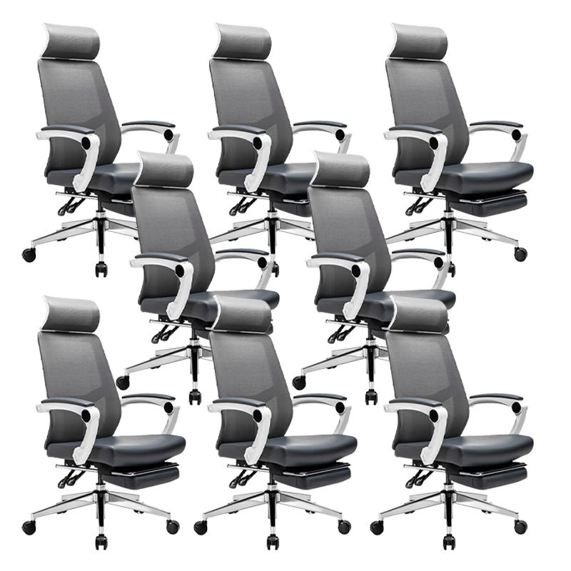 Modern Swivel Office Chair Padded Arms Mesh Back with Headrest Chair