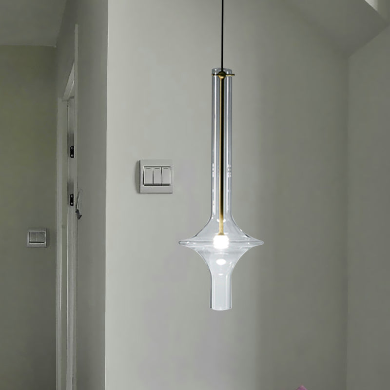 Klares Glaswellenrohr hängende Deckenleuchte Minimalismus 1 Kopf LED -Suspension Anhängerlampe
