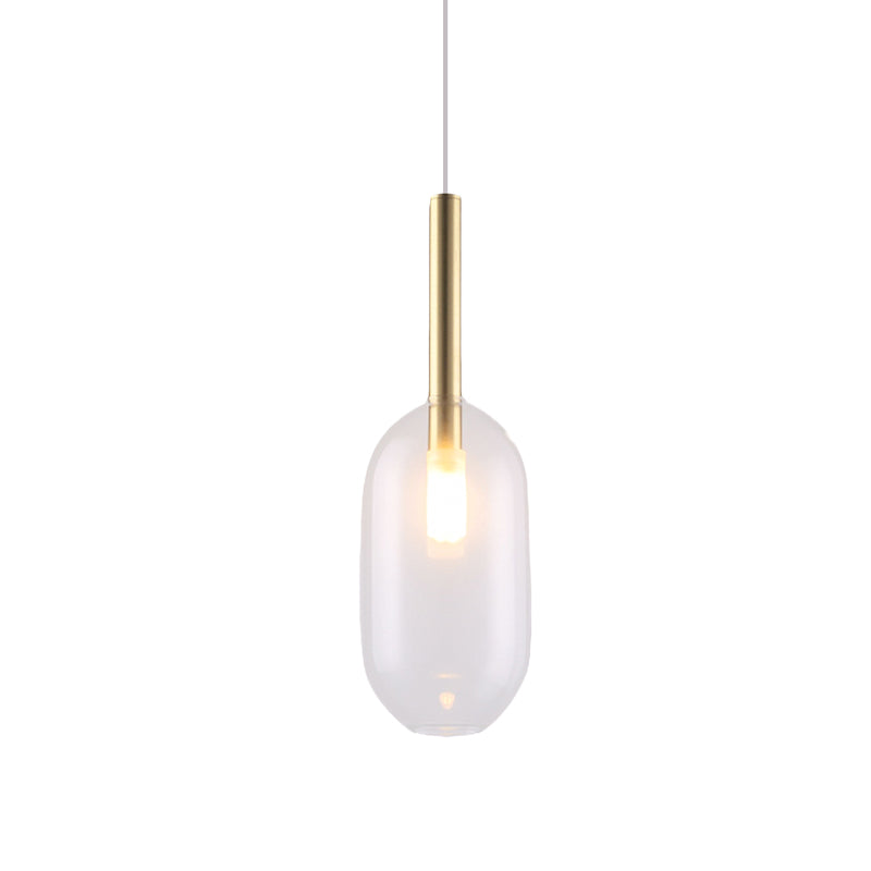 Cipolla da soggiorno a 1 luce Simple Lampada a soffitto a LED in ottone con capsula trasparente in vetro trasparente
