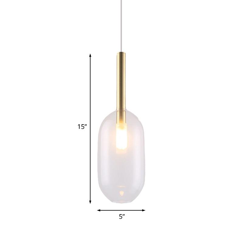 Cipolla da soggiorno a 1 luce Simple Lampada a soffitto a LED in ottone con capsula trasparente in vetro trasparente