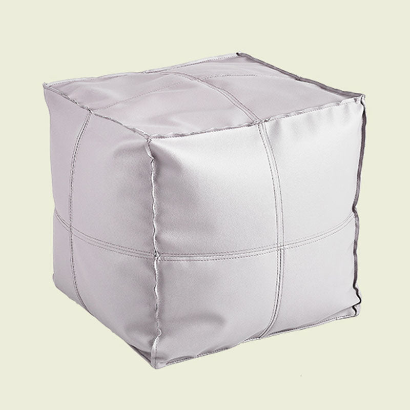 Modern Orange Pure Color Pouf PU Leather Water Resistant Pouf