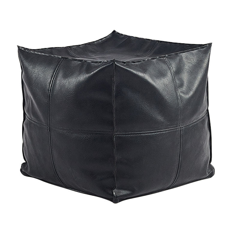 Modern Orange Pure Color Pouf PU Leather Water Resistant Pouf