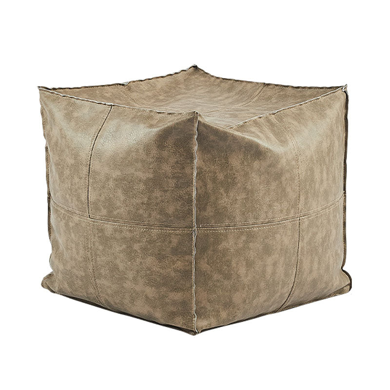 Modern Orange Pure Color Pouf PU Leather Water Resistant Pouf