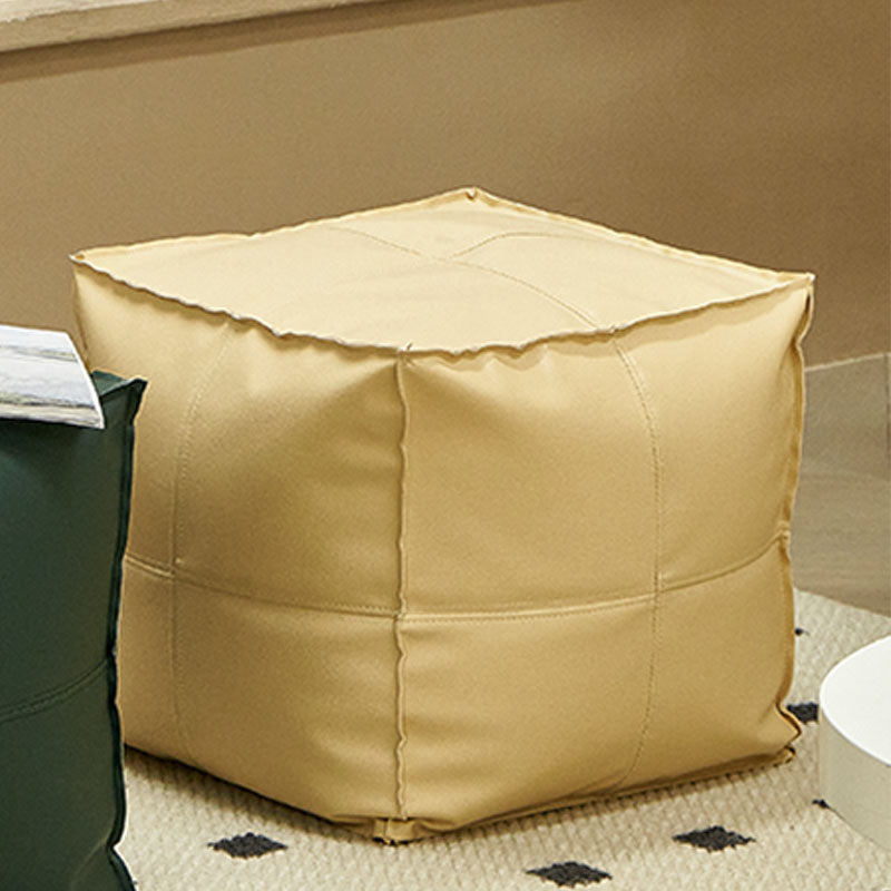 Modern Orange Pure Color Pouf PU Leather Water Resistant Pouf