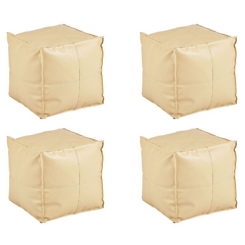 Modern Orange Pure Color Pouf PU Leather Water Resistant Pouf