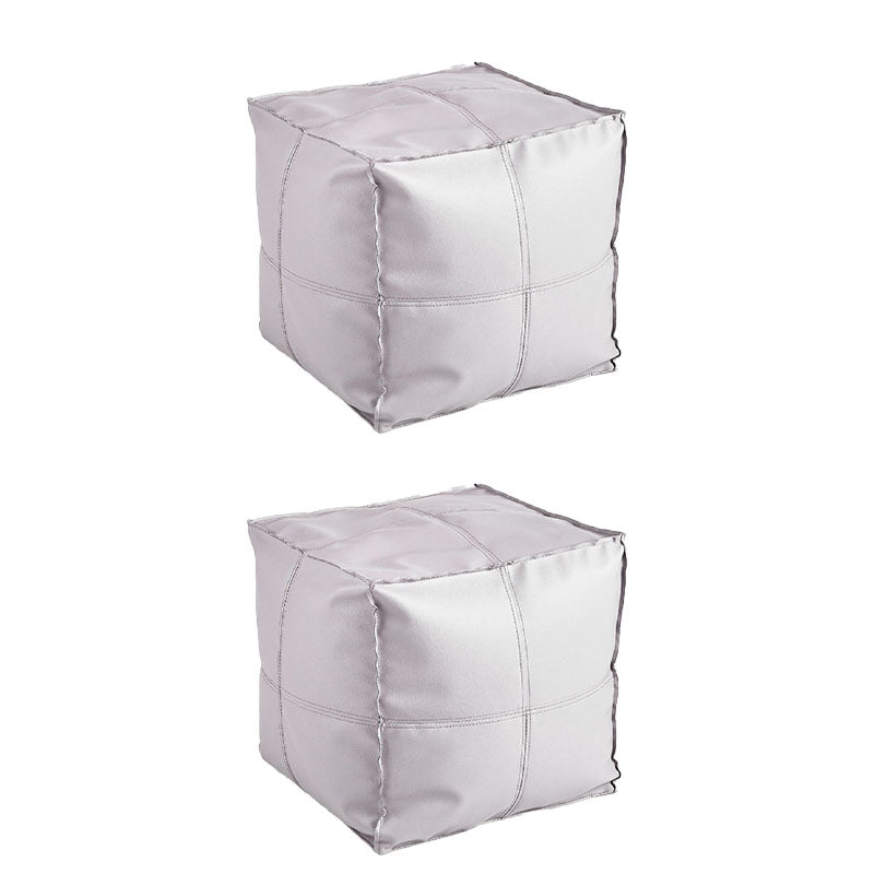 Modern Orange Pure Color Pouf PU Leather Water Resistant Pouf