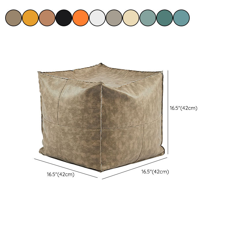 Modern Orange Pure Color Pouf PU Leather Water Resistant Pouf
