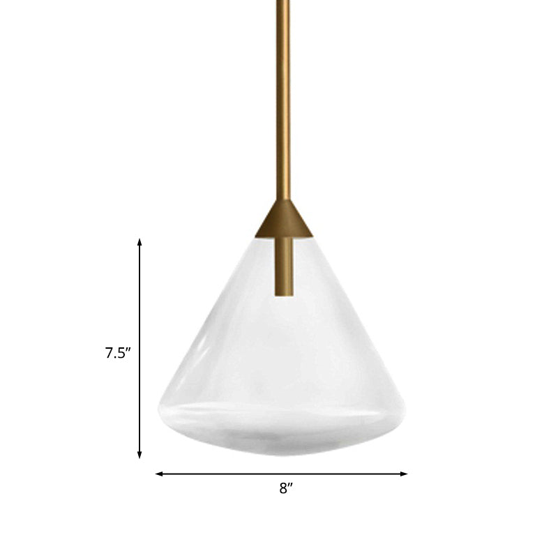 Vintage 1 Head Hanging Lighting Brass Conical Pendant Lamp Kit with Clear Water Glass Shade