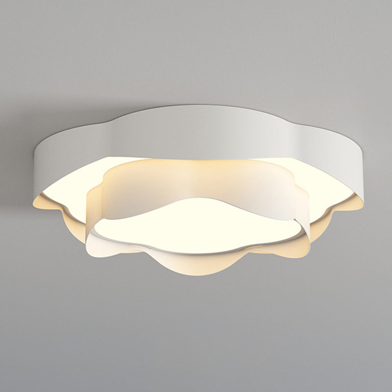 Modernism Flush Mount 2-Tier Ceiling Mounted Fixture in White for Bedroom