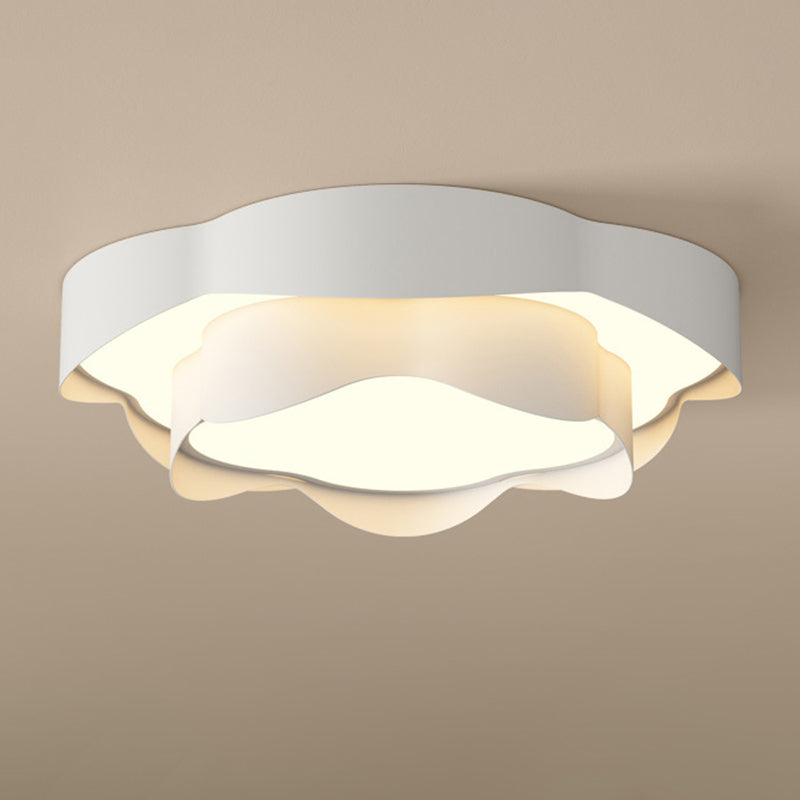 Modernism Flush Mount 2-Tier Ceiling Mounted Fixture in White for Bedroom