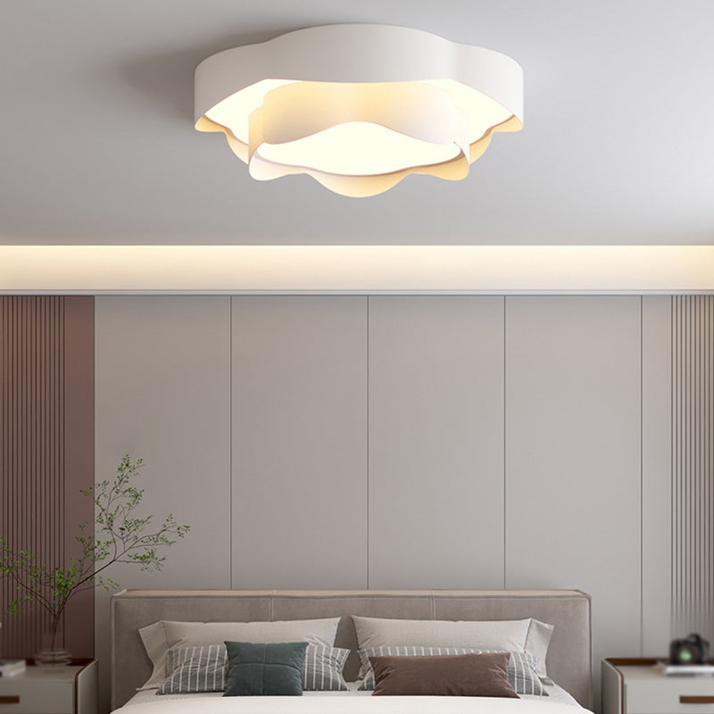 Modernism Flush Mount 2-Tier Ceiling Mounted Fixture in White for Bedroom