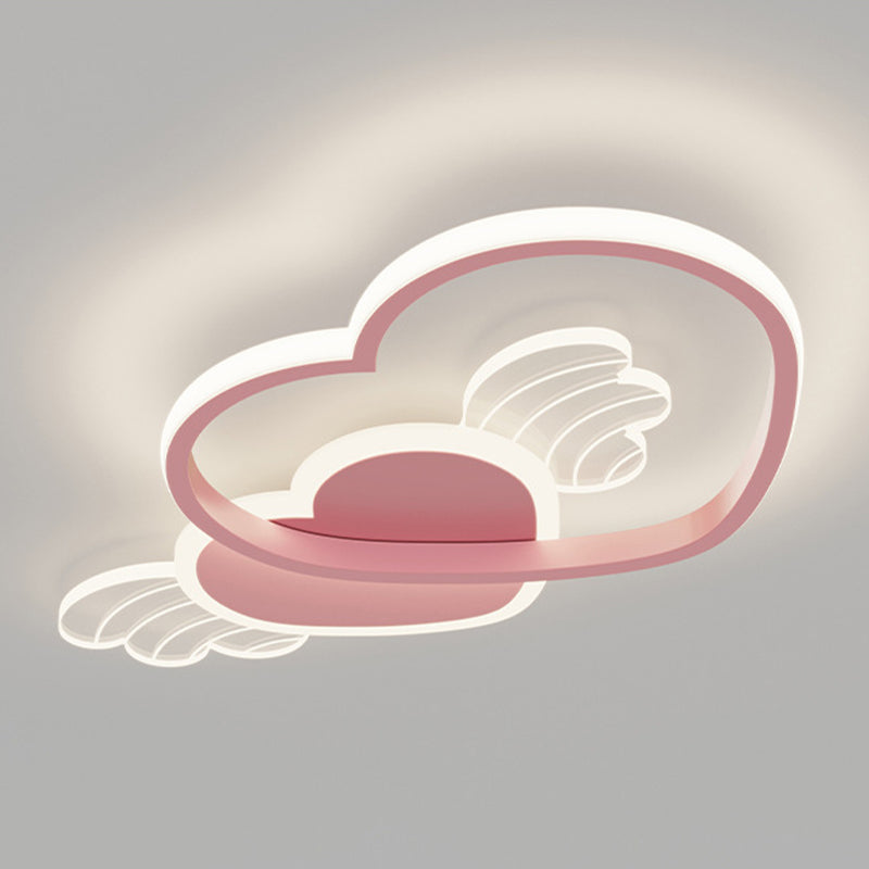 2-Light Pink Modern Flush Mount Lighting Acrylic Ceiling Light for Bedroom