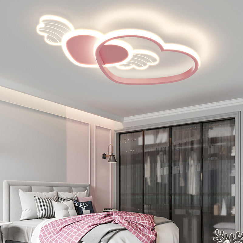 2-Light Pink Modern Flush Mount Lighting Acrylic Ceiling Light for Bedroom