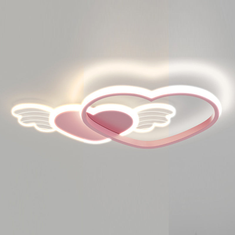 2-Light Pink Modern Flush Mount Lighting Acrylic Ceiling Light for Bedroom