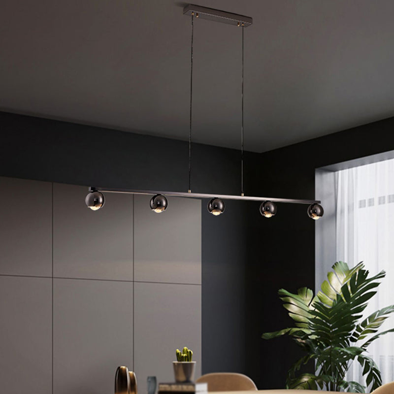 Contemporary Hanging Light Globe Island Light Fixture in Black for Dining Room