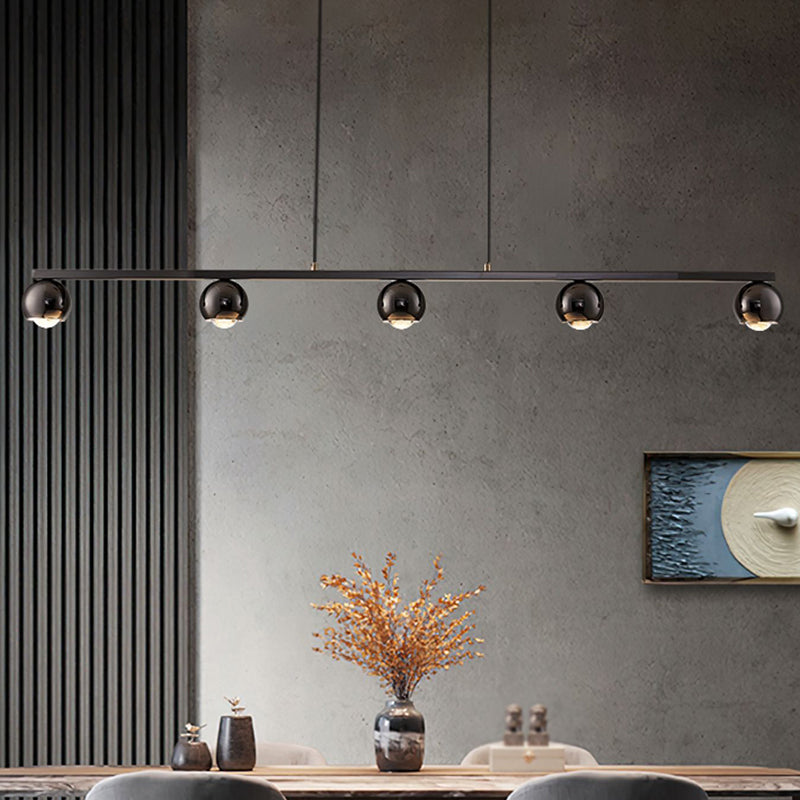 Contemporary Hanging Light Globe Island Light Fixture in Black for Dining Room