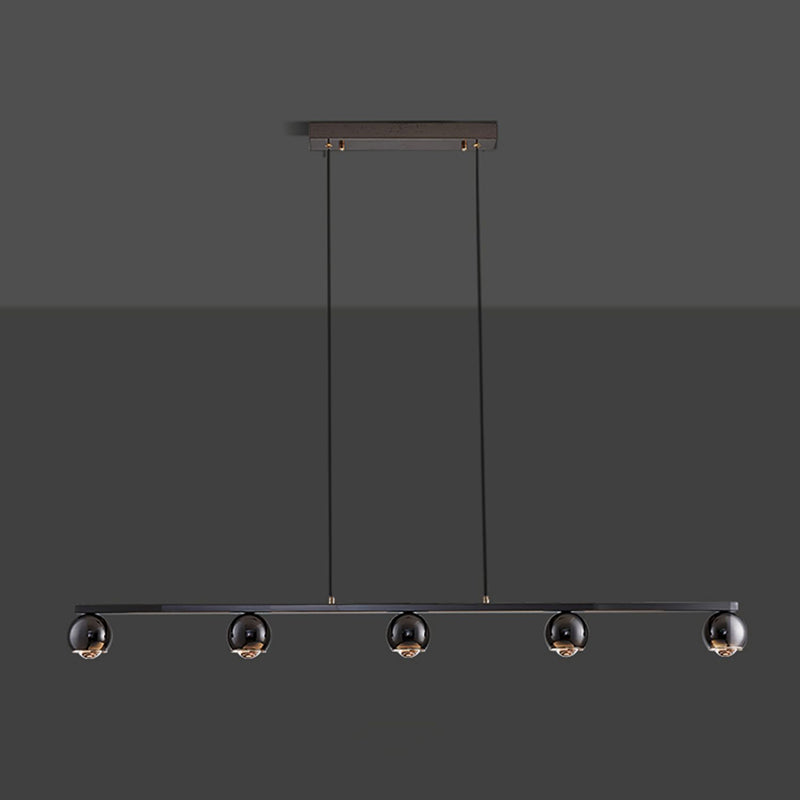 Contemporary Hanging Light Globe Island Light Fixture in Black for Dining Room