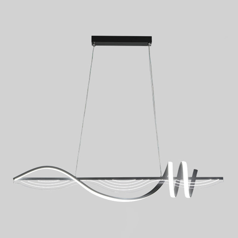 Strip Shape Island Lamp LED Island Hanging Lamp with Silica Gel Shade for Dining Room