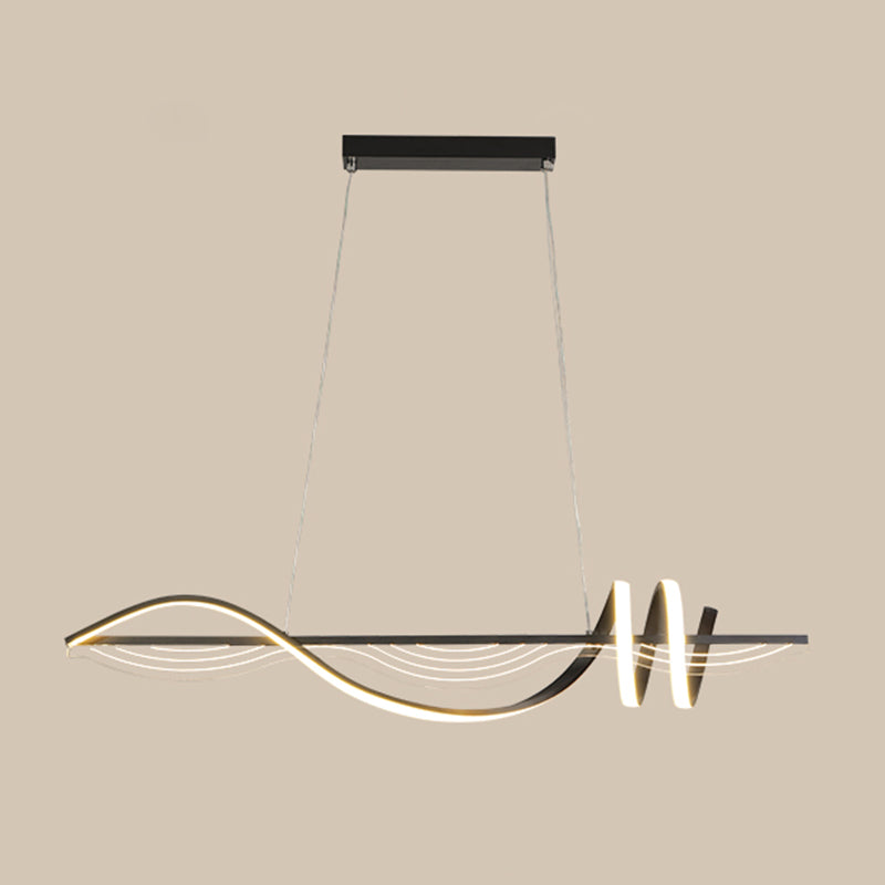Strip Shape Island Lamp LED Island Hanging Lamp with Silica Gel Shade for Dining Room