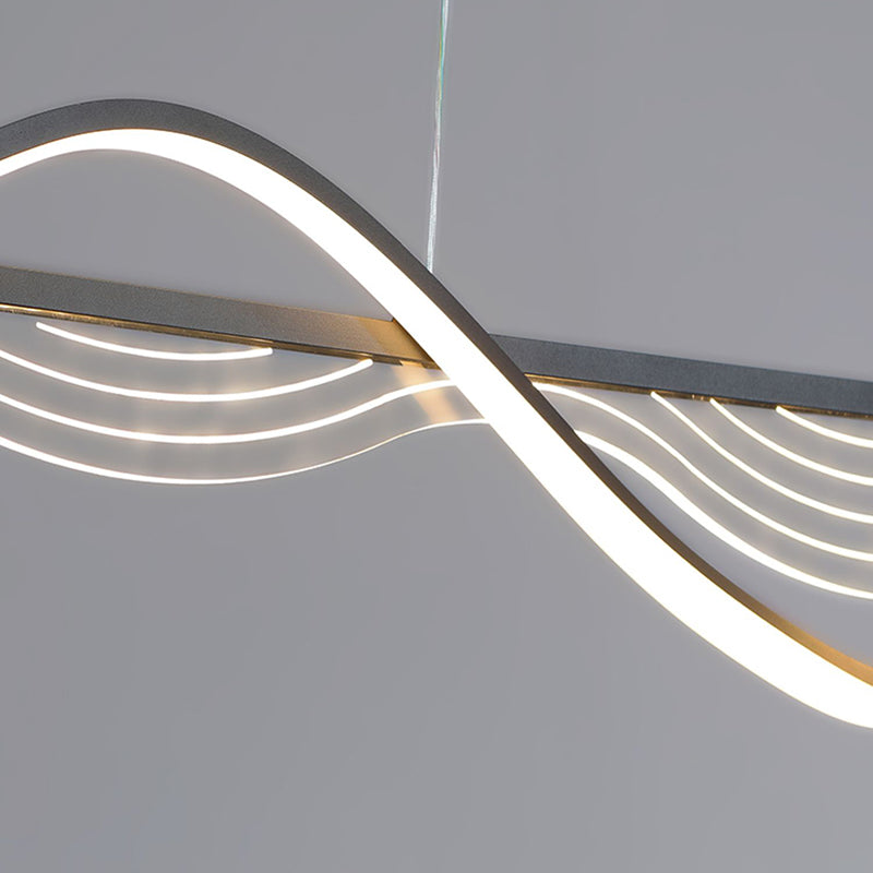 Strip Shape Island Lamp LED Island Hanging Lamp with Silica Gel Shade for Dining Room