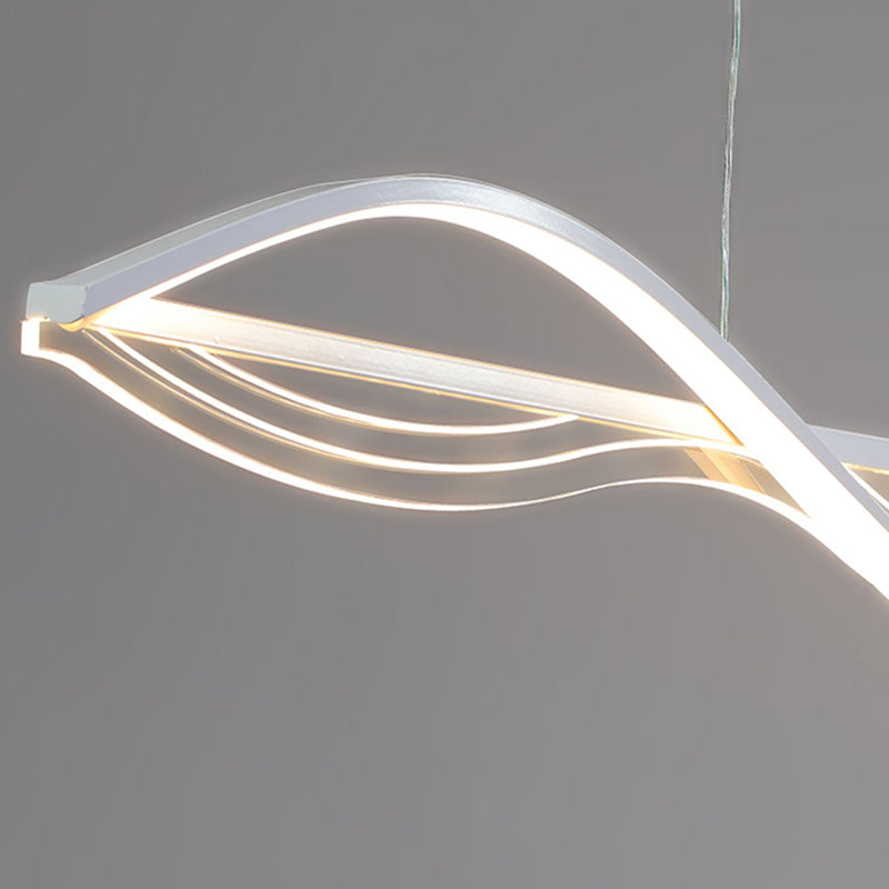 Strip Shape Island Lamp LED Island Hanging Lamp with Silica Gel Shade for Dining Room