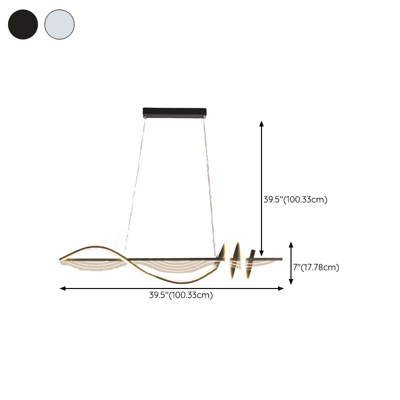 Strip Shape Island Lamp LED Island Hanging Lamp with Silica Gel Shade for Dining Room