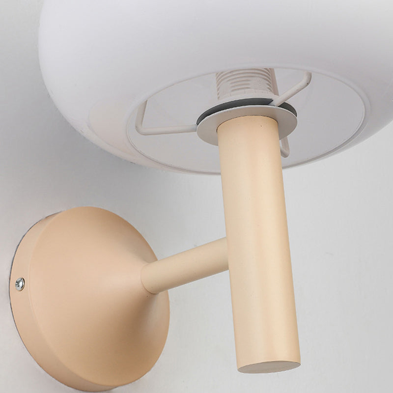 Modern Metal Wall Sconce Mushroom Shape Wall Light with Glass Shade for Living Room