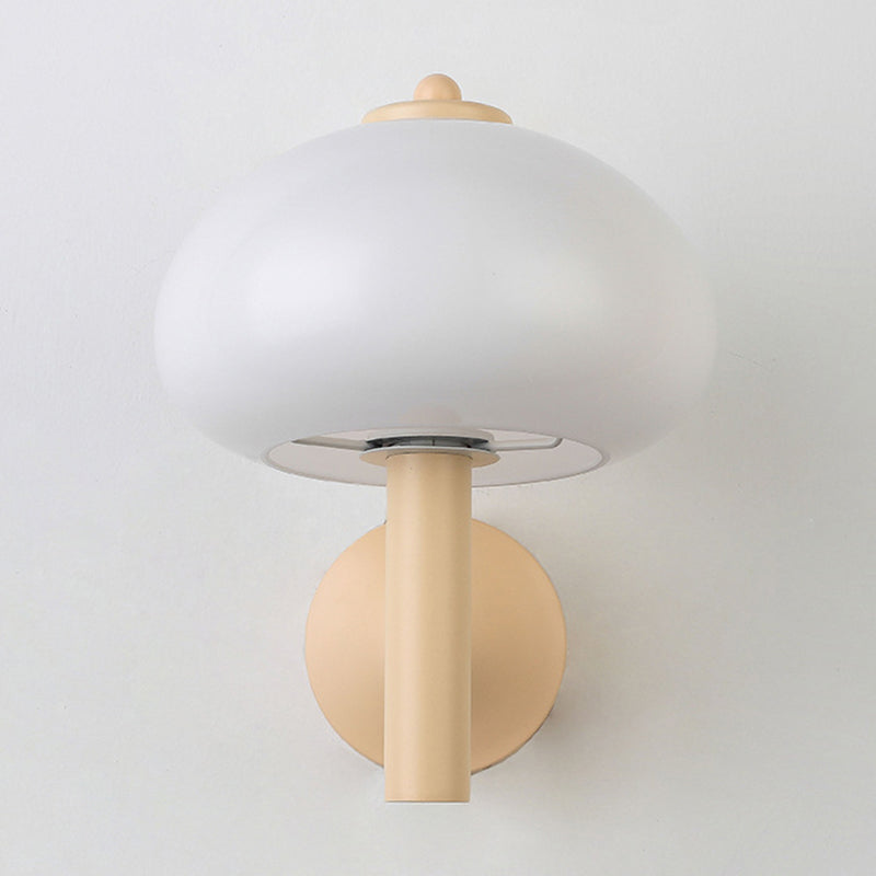 Modern Metal Wall Sconce Mushroom Shape Wall Light with Glass Shade for Living Room